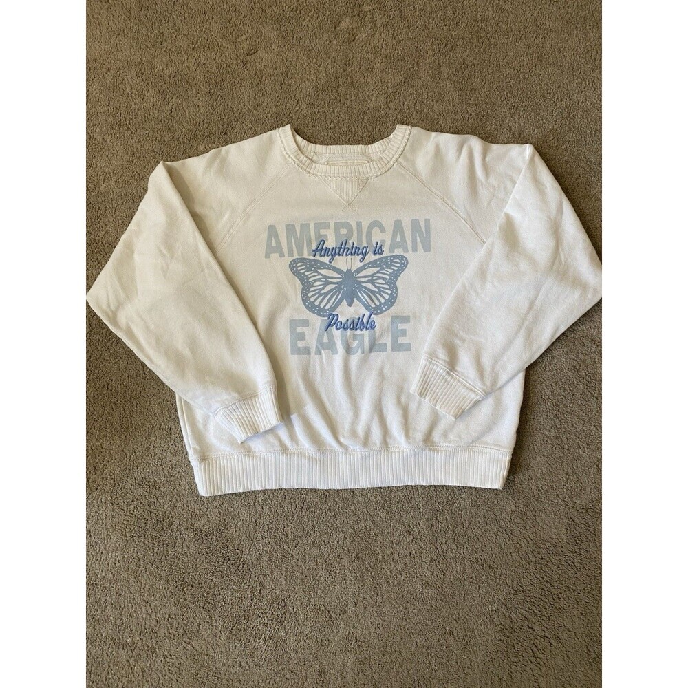 American Eagle Outfitters Ivory Seriously Lived In Graphic Sweatshirt Size M
